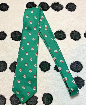 Corbata clásica vintage de Navidad verde seda Daks NY Santa Navidad hecha en EE. UU. Foto 1 de 4