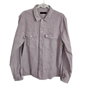 AllSaints Mens Top XL Spotter Utility Overshirt Lilac Button-Up Longsleeve Shirt - Picture 1 of 10