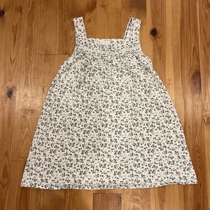 Eileen West Nightgown Medium White Black Floral Lace Babydoll Sleeveless Cottage - Picture 1 of 11