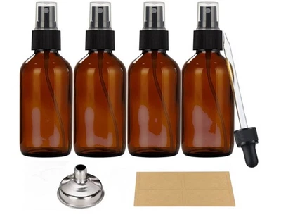 Paquete de 4 botellas de spray de 100 ml Dopper 1 embudo y 4 etiquetas - botellas de aceites esenciales Foto 1 de 4