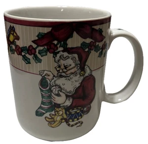 Fitz & Floyd Santa List Vintage 1994 Steingut 4er Set Tassen OVP NEU - Bild 1 von 6