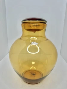 Vintage MCM Blenko Glass 7229s Ginger Jar Canister In Wheat 12.25” W/label - Picture 1 of 5