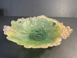 Daum Pate De Verre 8.5”Grapes Leaves Vines Bowl Dish Coupe w/Box Perfect! - Picture 1 of 15