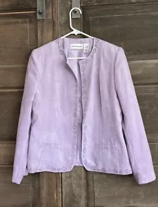 Blazer donna Alfred Dunner 8 aperto davanti viola lilla ecopelle scamosciata - Foto 1 di 8