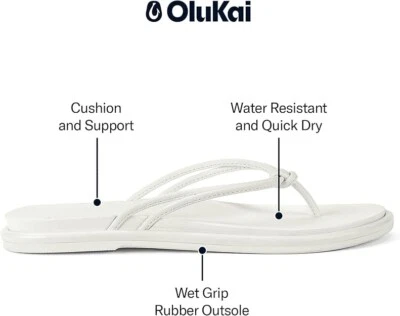 Sandalias chanclas OluKai blancas también conocidas como mujeres EE. UU. 11/UE 41 soporte para arco correas anudadas Foto 1 de 4