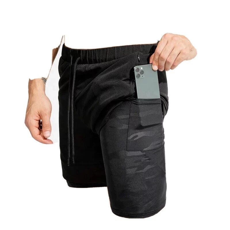 Phone Pocket 2 In 1 Cross Fit Shorts Mens Gym fitness with inner comprensión  - Image 1 of 4