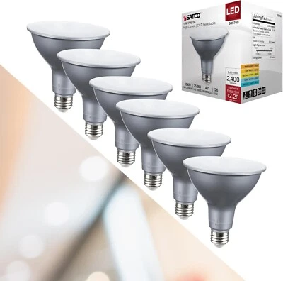 Satco S39760 - 19 Watt PAR38 High Lumen LED Light Bulbs - CCT Selectable (6 PK) - Image 1 of 4