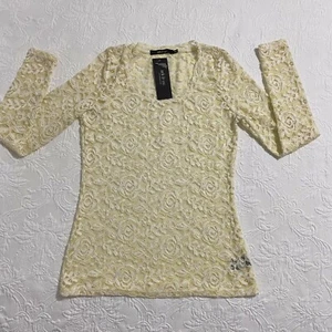 Ark & Co. langärmeliges Damen-Oberteil Größe M beige bestickt Neu mit Etikett #1921 - Bild 1 von 5