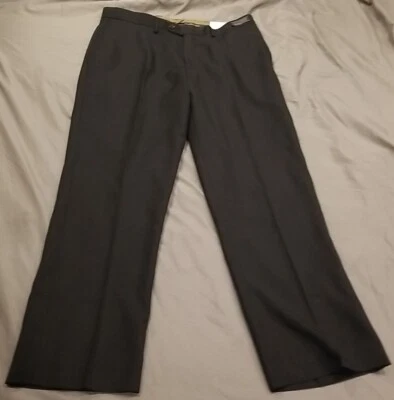 Angelo Rossi Dress Pant Men 36x30 Black Flat Front MicroTech Performance Stretch - Image 1 of 4