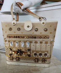 VINTAGE PURSE HANDBAG ENID COLLINS JEWELED SAN FRANCISCO CABLE CAR - Picture 1 of 17