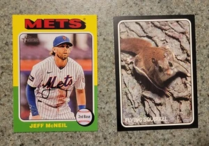 2024 Topps Heritage Jeff McNeil "Fliegendes Eichhörnchen" 2 Karten Set #295 #75Z-10  - Bild 1 von 2