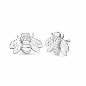 14k Solid White Gold Flying Bee Threadless Stud, Body Jewelry, Piercing - Picture 1 of 1