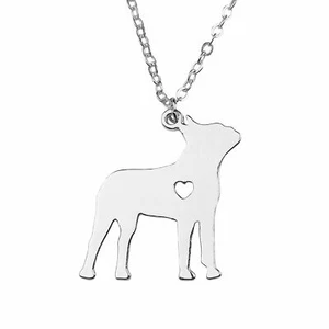 Collar de cadena Art Attack de acero inoxidable I Love My Boston Terrier - Imagen 1 de 2