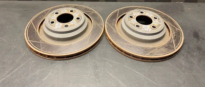 2020 DODGE CHALLENGER HELLCAT REDEYE OEM SLOTTED REAR BRAKE ROTORS PAIR USED - Image 1 of 4