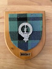 Scottish Clan MACKAY Wall Plaque Shield Tartan Oak Antique SCOTLAND