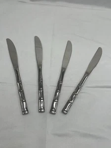BARCLAY GENEVE Mid Century BAMBOO Stainless Flatware 4 Dinner Knives - Picture 1 of 7