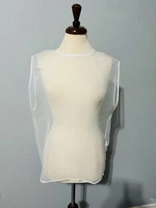 Zara Women New Gray Sleeveless Semi-Sheer Round Neck Organza Top Size M - Picture 1 of 11
