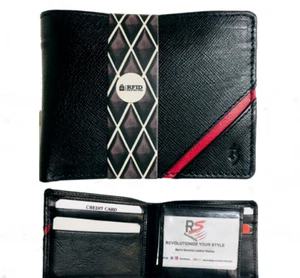 Bi-fold RFID Leather Wallet Slim Wallet RFID Blocking Protection Cartera Billete - Picture 1 of 11
