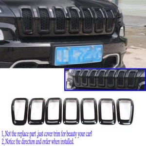 Black Front Grille Grill Frames Cover Trim for 2014 15 16 17 2018 Jeep Cherokee - Picture 1 of 11