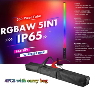 4 piezas + bolsa IP65 batería inalámbrica tubo luces 360 píxeles tubo led dj luz boda - Imagen 1 de 8