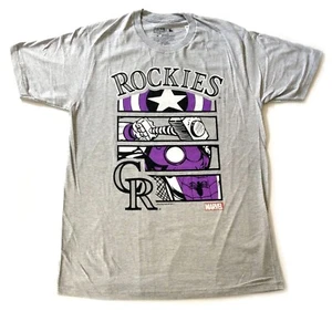 COLORADO ROCKIES Official MLB Marvel Hero Graphic Panels Team Spirit Tee Shirt - Picture 1 of 1