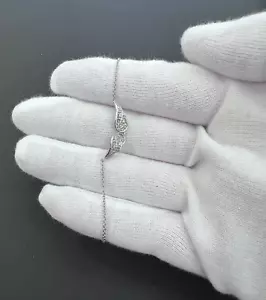 Diamond Wings Anklet Bracelet Ankle 10k White Gold 9" - Picture 1 of 5