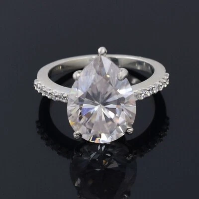 4.30 Ct Treated Off White Certified Diamond Solitaire Band Ring In 925 Silver - Image 1 of 4