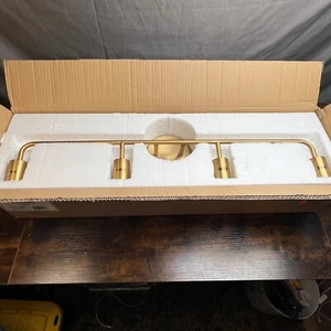 Prospect 4 Light Vanity Minimalist Aged Brass Bathroom E26 Bulbs Part # LC004896 - Picture 1 of 6