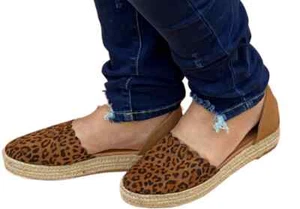 Platform Scalloped Espadrille Sandals, Leopard - Picture 1 of 1