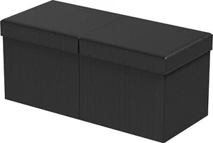Simple Houseware Foldable Faux Leather Storage Ottoman Bench Black - Picture 1 of 6