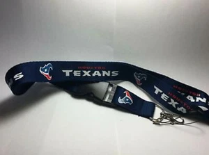 Houston Texans Lanyard ID Badge Key Chain Clip Face Mask Holder Strap Saver New - Picture 1 of 8