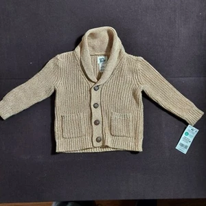 Osh Kosh B'Gosh Cardigan Sweater Beige Infant Boy's 9 Months Warm New w Labels - Picture 1 of 5