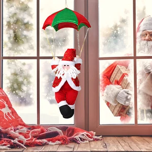 Christmas Tree Hanging Decoration Parachute Santa Snowman Claus Xmas Ornament - Picture 1 of 9