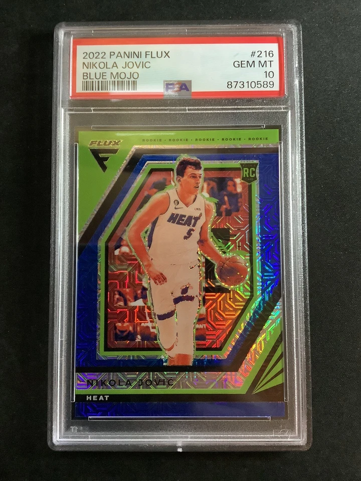 2022-23 Panini Flux Blue Mojo Prizm Nikola Jovic RC SSP #/25 PSA 10 POP 1 #216 - Image 1 of 2