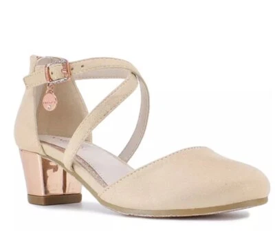 Nine West 女孩 MIA 玫瑰金方跟女孩尺寸 2 中号 全新 — 第 1/2 张图片