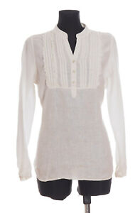 HENRI LLOYD Women's White long sleeved Linen Top Blouse Shirt Size Large