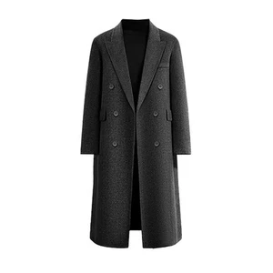 Woolen Autumn and Winter Thickened Warm, Loose Black, Coat, Knee Trench Coat - Picture 1 of 13