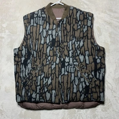 Vintage Cabelas Trebark Camo Reversible Goose Down Puffer Vest Mens XLT Tall - Image 1 of 4