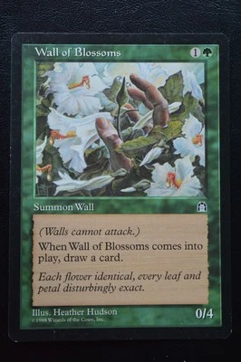 Magic The Gathering MTG WALL OF BLOSSOMS Stronghold LP Lightly Played - Image 1 of 2