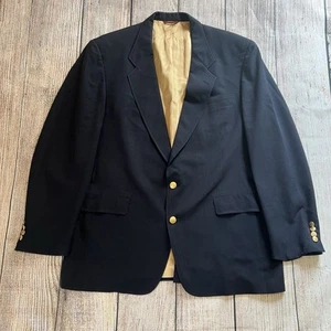 VTG Hart Schaffner Marx Blazer Mens 46L Blue Jacket Trumpeter Wool Sport Coat - Picture 1 of 11