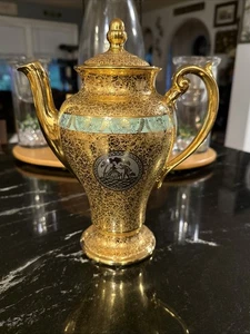 Rare Vtg Victorian Le Mieux French 24k Gold & Platinum Hand-Decorated Teapot - Picture 1 of 12