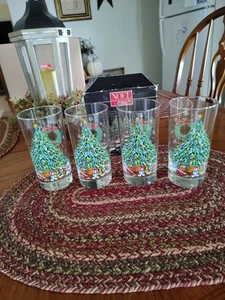 NOEL By Salem Christmas Tumbler Drinking Glasses 12oz Set Of 4 - Picture 1 of 5