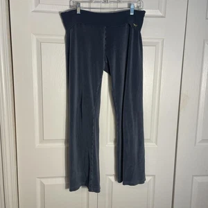 Victoria's Secret PINK Foldover Flare Yogahose Damen M grau Velour bestickt - Bild 1 von 13