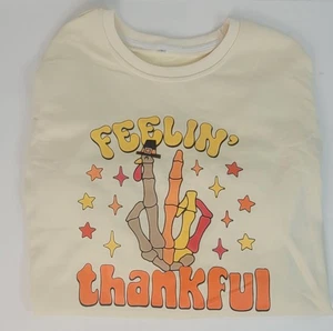 Hellgelbes Sweatshirt "Feelin' Thankful" - eine Art Türkei 50/50 Poly Baumwolle LG - Bild 1 von 7