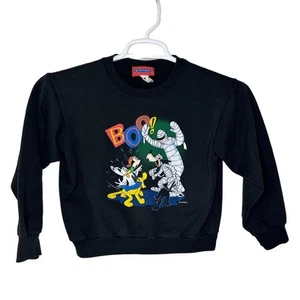 Vintage Disney Mickey Mouse Goofy Halloween Sweatshirt Youth Medium 10-12 Black - Picture 1 of 4