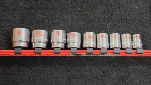 Matco Tools SB92TA 3/8" DRIVE 9 PIECE SAE 6 POINT CHROME SOCKET SET - Picture 1 of 3