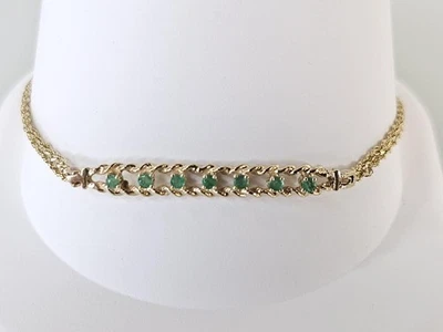 7" 14K Yellow Gold APX 1/4 CTW Round Emerald Bracelet (AM1088927) - Image 1 of 4