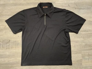 Dangerous Willie Velvet Shirt Mens Small Black Rigid 1/4 Zip Short Sleeve Polo - Picture 1 of 13