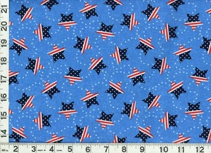 Tela de coser acolchada patriótica estrellas bandera azul rojo blanco por yarda #1109 - Imagen 1 de 1
