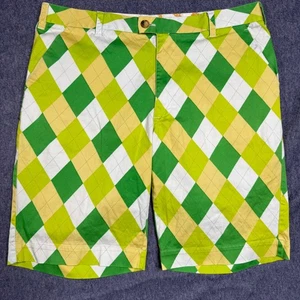 Pantalones Cortos de Golf Loudmouth Argyle Para Hombre Talla 38 Verde Amarillo Blanco Patrón Funky - Imagen 1 de 5